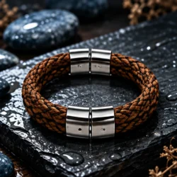 Leren herenarmband Bruin