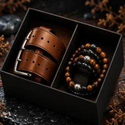 Set Cognac riem + armband