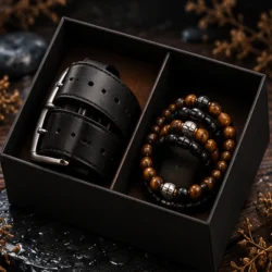 Set Zwart riem + armband